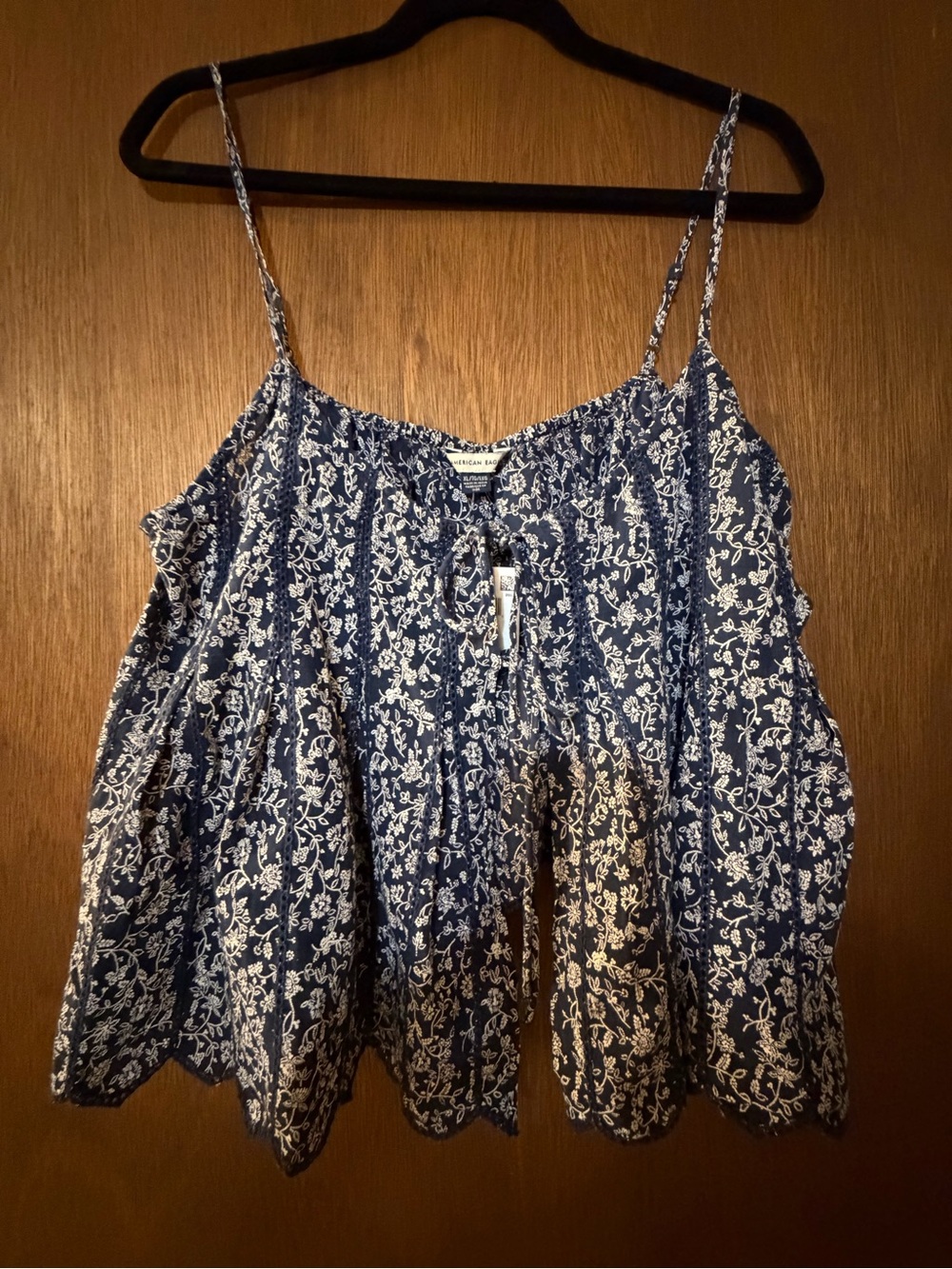 American Age Blue Floral Spaghetti-Strap Camisole